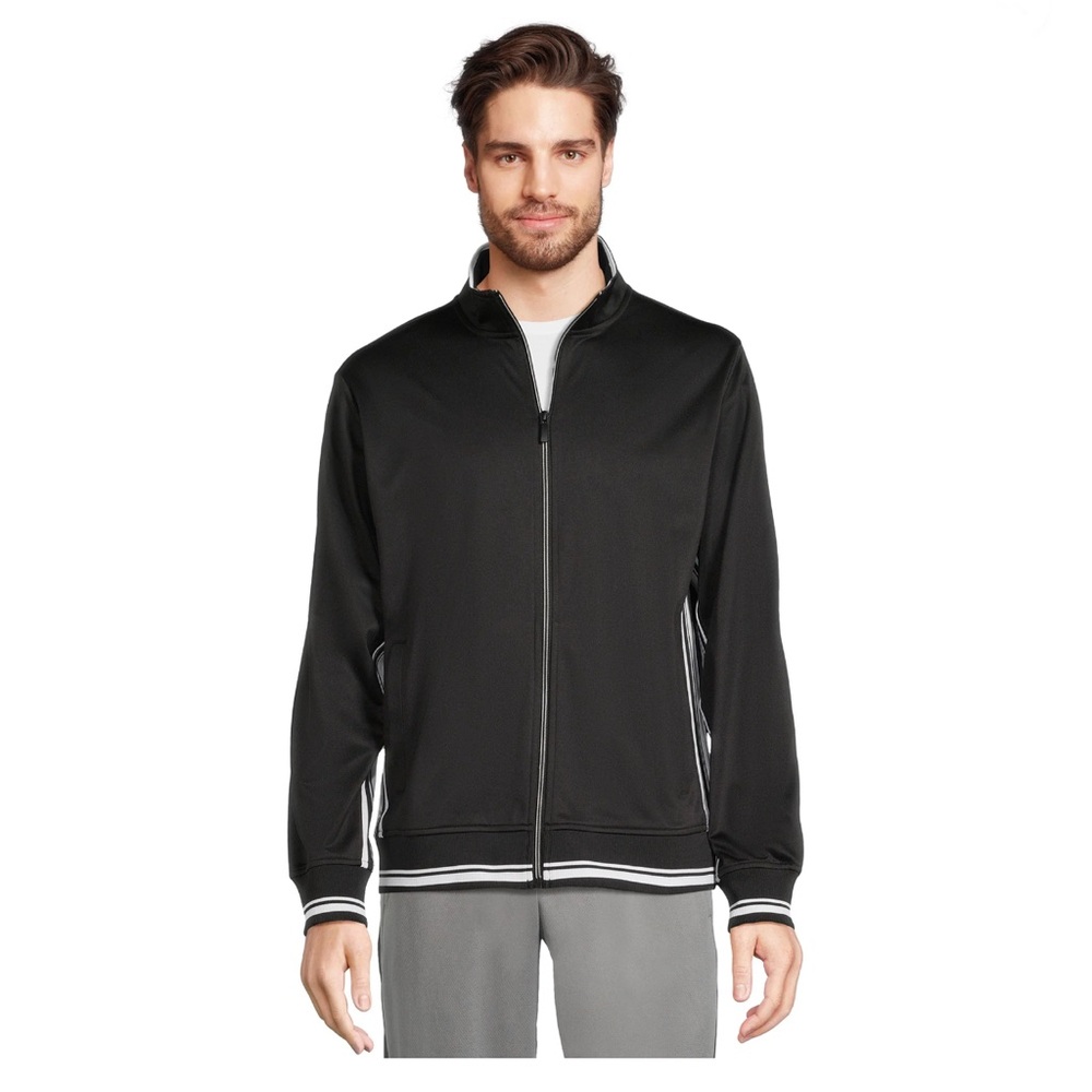 Athletic Works Men's Tricot Track Jacket ( Black )